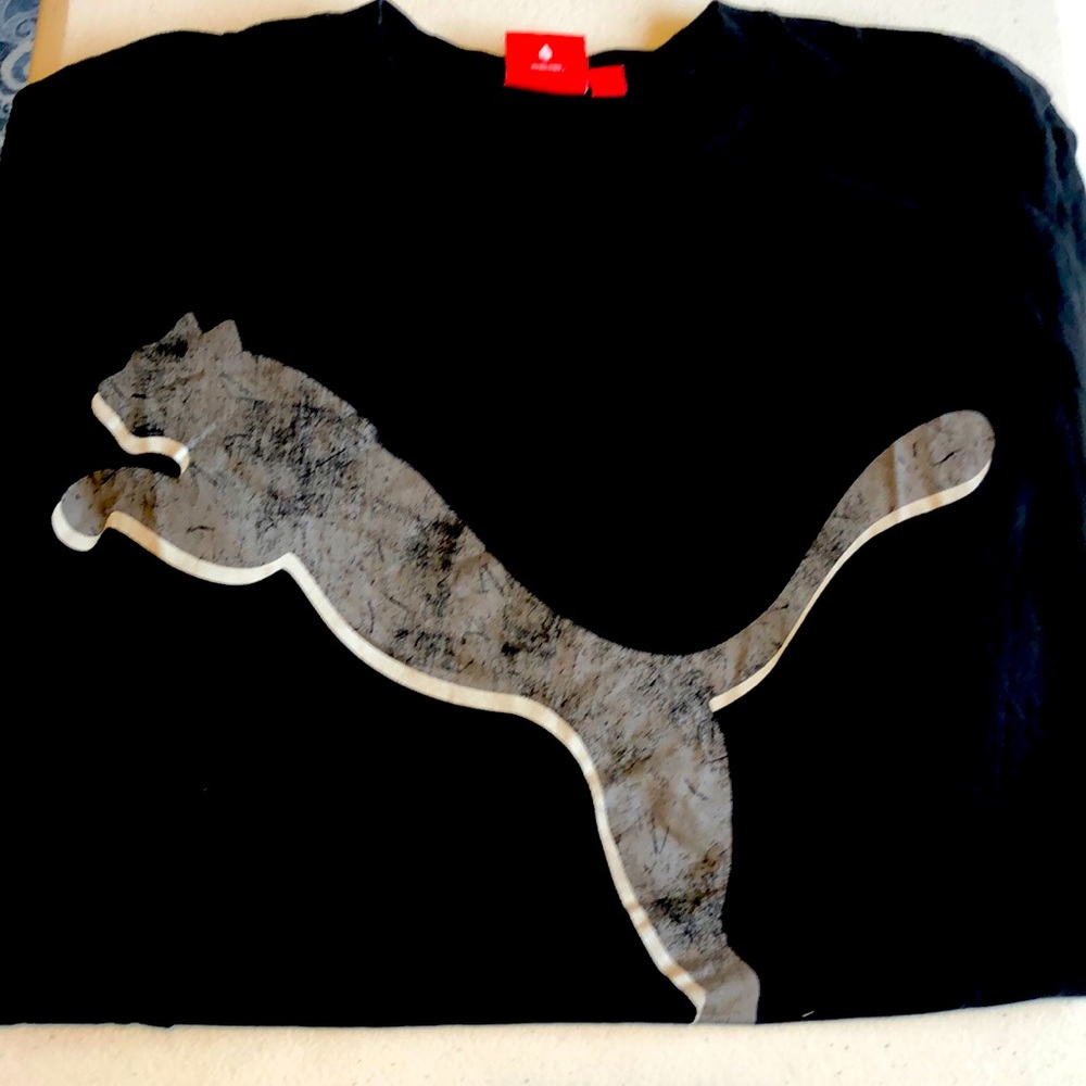 Puma Big Cat Distressed Logo S/S Tee- Sz XL- Black